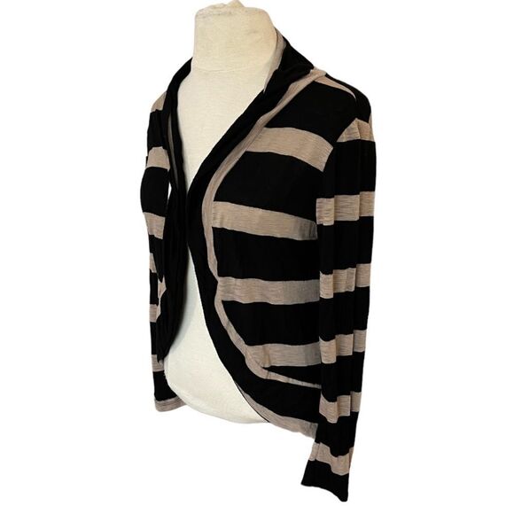 🔥4/$25 twentyone Striped Blazer Black & Tan, Medium - Picture 3 of 8